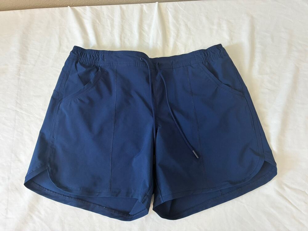 Lands' End Sport Shorts Womens 10 Blue Drawstring Pockets Active Swim
